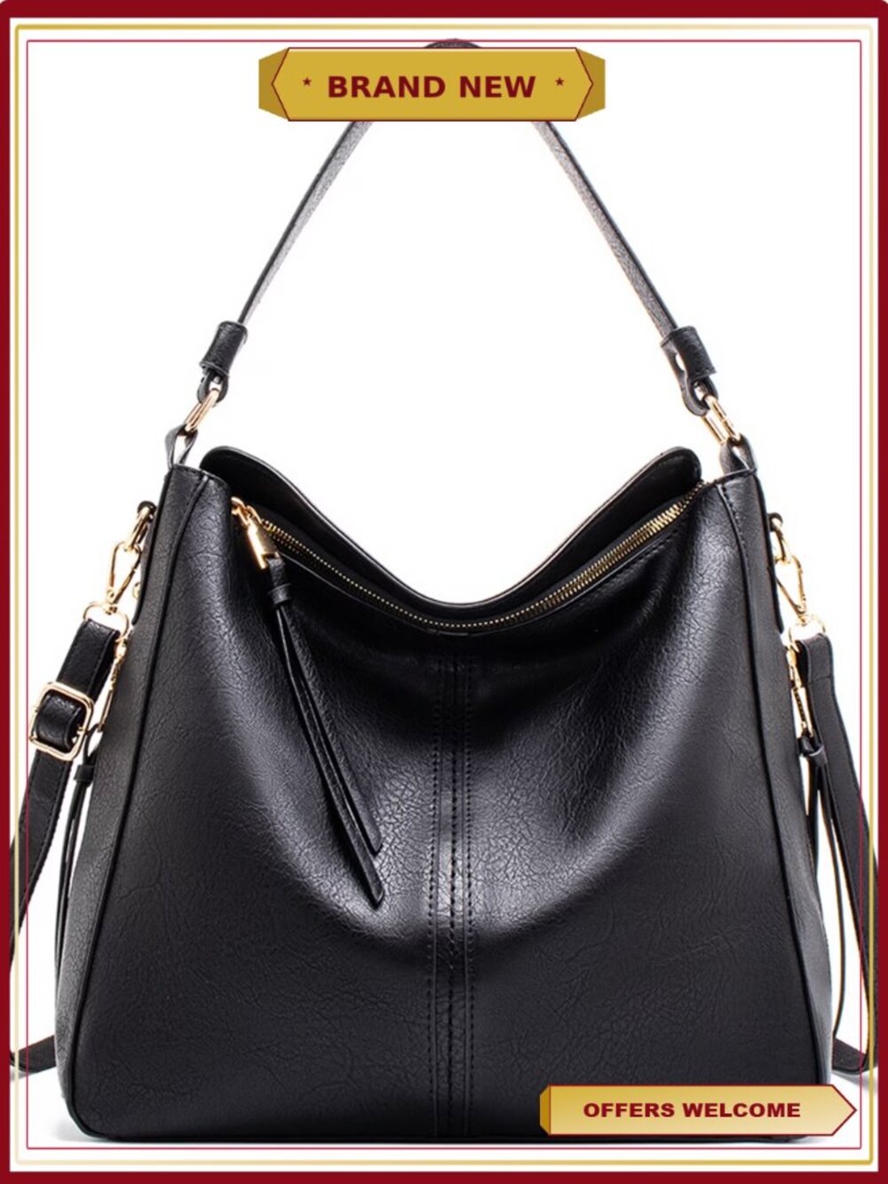 Soft Leather Crossbody Bag Large Capacity Messenger Shoulder Purse Tassel Zip